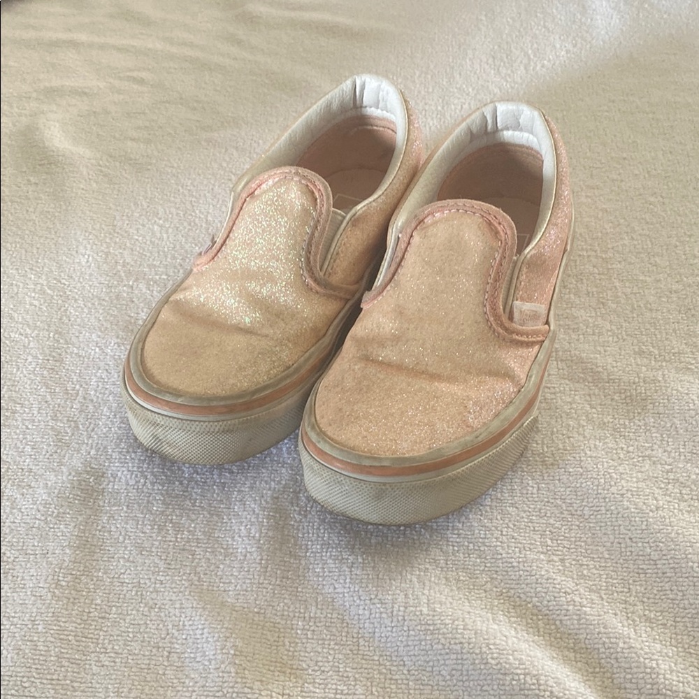 Girls Vans Glitter Pink Slip-ons
